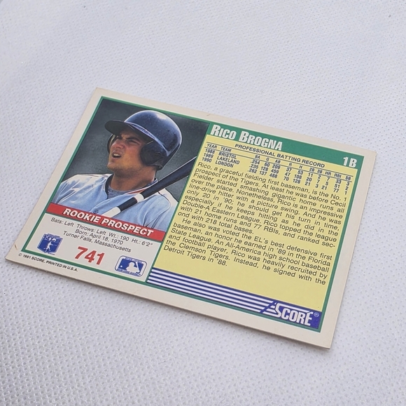 1991 Score Rico Brogna Detroit Tigers #741 Baseball Card - Picture 4 of 4